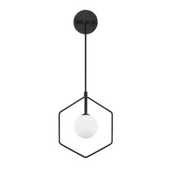 Lámpara De Pared Geometri-11105 Blanco Negro Metal Vidrio 22x15x43-119 Cm