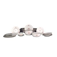 vajilla irina bidasoa 56 piezas en porcelana blanca con relieve floral y bordes dorados