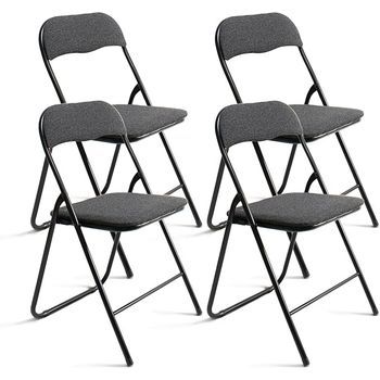 Pack De 4 Sillas Plegable De Metal Y Poliéster