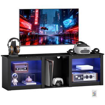 Mueble TV Vidrio ZMH LED 70 Pulgadas 160cm Negro