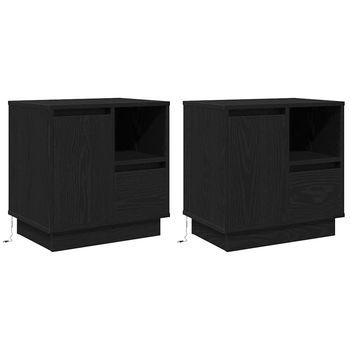 Armario De Noche 2 Uds. Roble Negro 50 X 34,5 X 50 Cm. Vidaxl