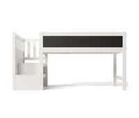 cama alta infantil 90x200 cm - con pizarra almacenamiento y proteccion contra caidas - blanca