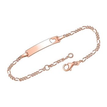 Pulsera de plata 925 grabado corazón oro rosa