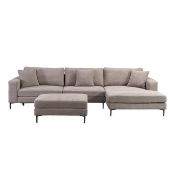Sofá Con Reposapiés Bellano - 340 X 188 Cm Cordón Beige