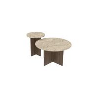 juego de mesa baja de madera private 70 x 70 x 40 cm - travertino