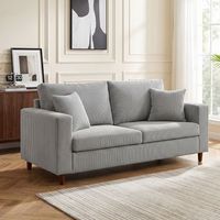 sofa de 2 plazas de pana homcom 170x80x82 cm gris claro