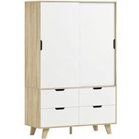 armario de dormitorio con puertas correderas de mdf 120  50  1875 cm r roble y blanco