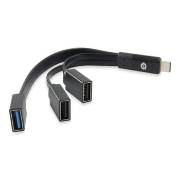 Conceptronic Hub USB-C a USB 3.0 + 2 USB OTG Negro