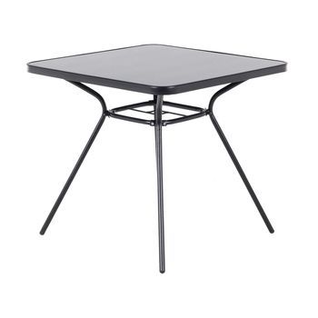 Mesa De Comedor Tablero De Acero Con Recubrimiento En Polvo Negro 80 X 80 Cm Moderna Jardín Livo