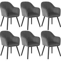 set 6 sillas de comedor asiento de terciopelo sillas para cocina sala de estar o cafeteria - gris oscuro - woltu