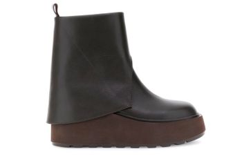 botines de piel con puño y plataforma dark brown