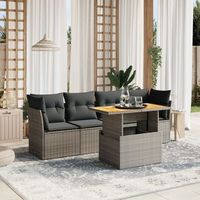 juego de sofas jardin con cojines 5 uds  mueble jardin mesa y sillas ratan sintetico gris cfw69815