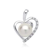 colgante corazon 14 quilates oro blanco 9 diamantes