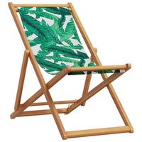 silla de playa plegable madera maciza de eucalipto y tela hojas