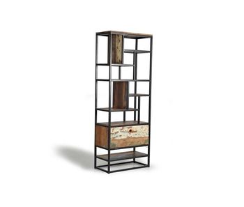 Estantería en madera recliclada y metal color oscuro multicolor.giner y colomer 212x40x80