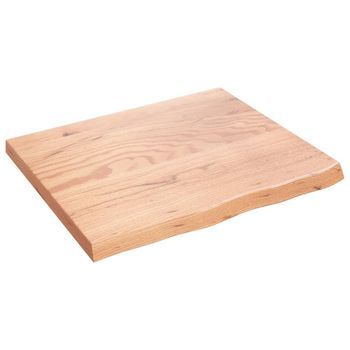 Encimera De Baño Madera Maciza Tratada Marrón Claro 60x50x2 Cm