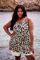 yours top rugoso de tirantes marron estampado leopardo mujer curvy y tallas grandes yours