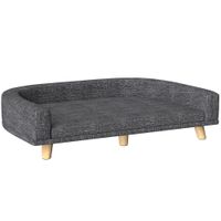 pawhut sofa para perros grandes cama elevada para perros con cojin lavable y patas de madera carga 40 kg 98x67x25cm gris oscuro   aosom espana