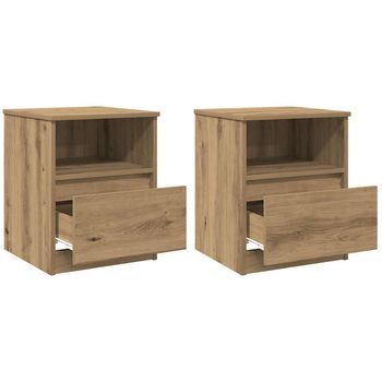 Mesitas Noche 2 Uds Madera Ingeniería Roble Artisan 40x40x50 Cm Vidaxl