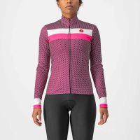 castelli volare long sleeve jersey - m - cyclamenwhite-pink fluo