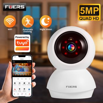Cámara IP Fuers para el hogar, cámara de vigilancia inalámbrica WiFi para interiores, funciona con Tuya Smart, seguimiento automático, CCTV, monitor de seguridad para bebés.