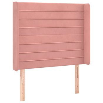 Cabecero Cama Mueble De Dormitorio Con Led De Terciopelo 93 X 16 X 118/128 Cm Rosa M02_0001996