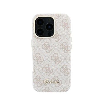 Funda para móvil Guess Logo en Relieve Polipiel Rosa Compatible con iPhone 16 Pro
