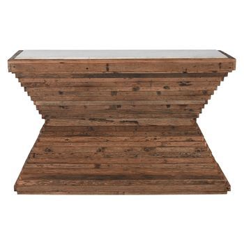 Consola Madera Reciclada Marmol 138x45x87 Marron