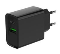 cargador rapido usb gembird de 2 puertos y 20 w negro