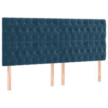 Cabecero De Cama Azul Oscuro 180x7x118/128 Cm Terciopelo Vidaxl