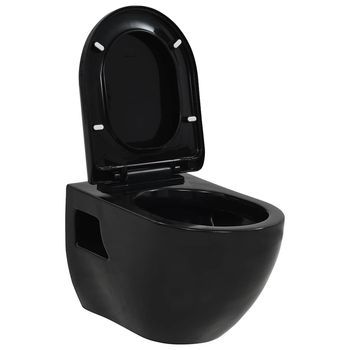 Inodoro De Pared De Cerámica Negro Vidaxl
