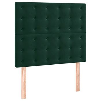 Pack 2 Uds Cabeceros Cama | Panel De Cabeceras De Terciopelo Verde Oscuro 100x5x78/88 Cm