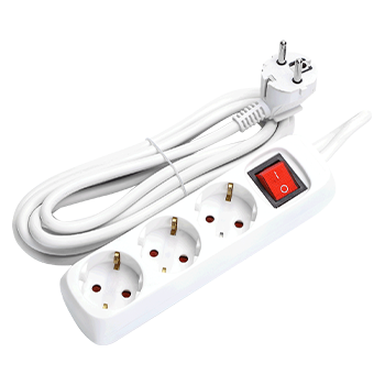 Aigostar Regleta alargador de 3 enchufes con cable de 5 metros e interruptor. Color Blanco