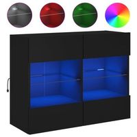 mueble de tv de pared con luces led negro 785x30x605 cm vidaxl
