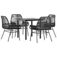 juego de comedor jardin 5 uds cojines ratan sintetico negro cfw233476