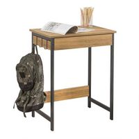 sobuy fwt43-n escritorio con un cajon y 3 percheros mesa de ordenador de estilo industrial 60x40x77 cm es madera