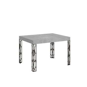 Mesa extensible 70x100/194 cm efecto madera gris cemento, hierro