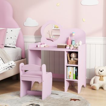 Tocador Infantil Con Taburete Y Espejo Morado Aiyaplay
