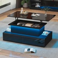 mesa de centro - mueble de salon - tablero de particulas - negro alto brillo 90x55x41cm