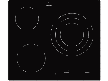 Placa vitrocerámica - Electrolux EHF6232IOK, 3 Zonas, Zona triple de 27 cm, Mandos independientes, 60 Negro