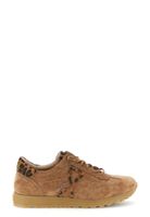 zapatillas de ante con insertos animal print brown