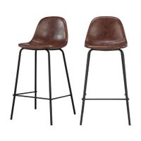 set de 2 taburetes para isla de cocina de sintetico marron 65 cm