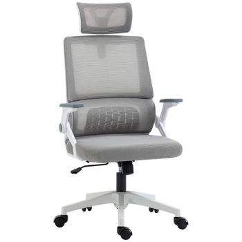 Vinsetto Silla Ergonómica Oficina Silla de Escritorio Giratorio con Soporte Lumbar y Malla Transpirable 58x61x102-119 cm Gris   Aosom España