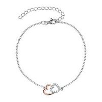 pulsera corazon plata 925 oro rosa circonitas