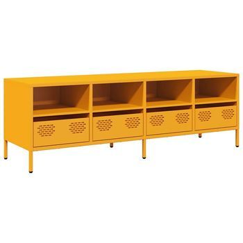 Mueble Para Tv | Mueble De Salón | Gabinete De Tv Acero Laminado En Frío Amarillo 135x39x43,5 Cm