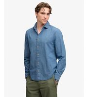 superdry para hombre m4011110a camisa essentials chambray azul l casual algodon manga larga marino