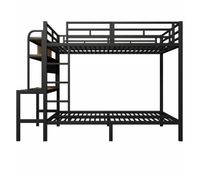 cama alta 140x200 cm - con escritorio led usb barandilla de seguridad negro