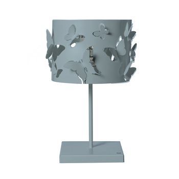 Lámpara De Mesa Farfallosa 20x20x37,2 Cm De Hierro Perforado Con Mariposas En Relieve Efecto De Luz Decorativa Casquillo E27 Made In Italy Verde