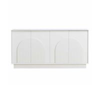 aparador moderno 160 cm - 4 puertas abombadas estructura de mdf con acabado mate elegante y funcional solucion de almacenamiento para salon y comedor - blanco