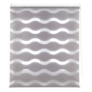 Estoralis - Estor Enrollable Noche Y Dia | Doble Tejido | Ondas 105 X 180 Cm (ancho/alto) Tamaño Tela 102 X 175 Cm | Jeor Gris